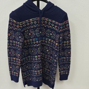 Lands' End Women's Navy Multicolor Turtleneck Sweater